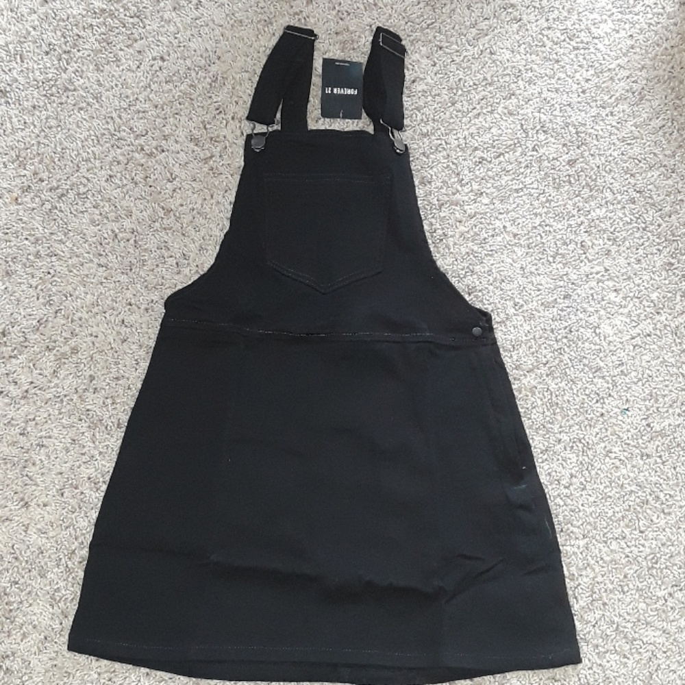 Black denim overalls